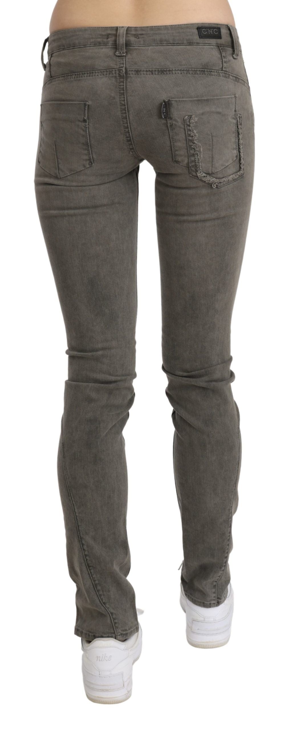 Costume National Graue Skinny-Jeans aus Baumwolldenim mit niedriger Taille