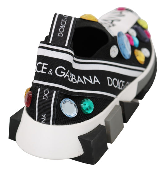 Dolce & Gabbana Schwarze, mehrfarbige Kristall-Sneakers