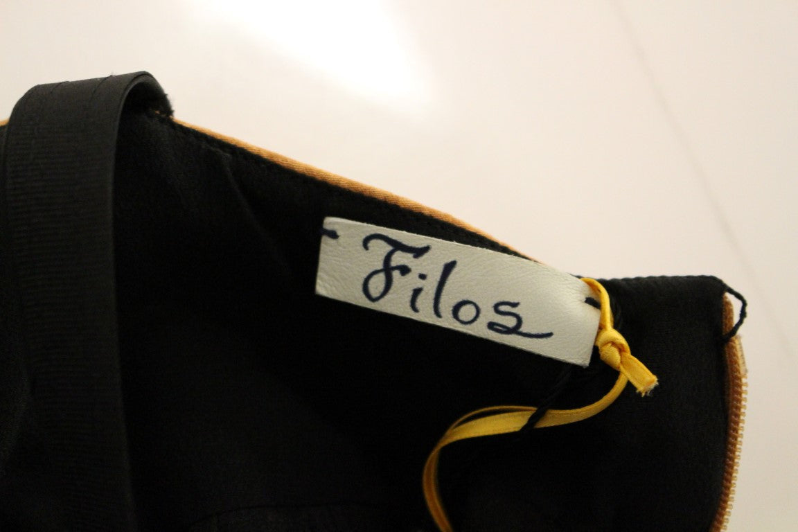 FILOS – Ärmelloses Etuikleid aus Seide in Schwarz-Bronze