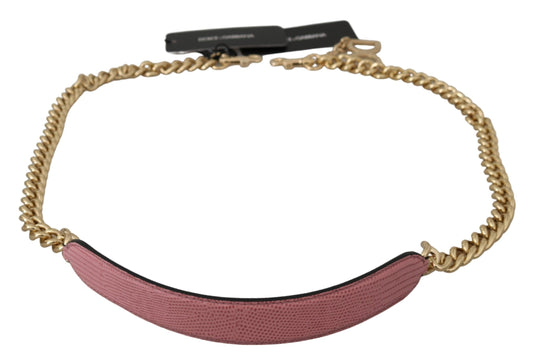 Dolce & Gabbana Schultergurt aus rosa Leder mit goldener Kette