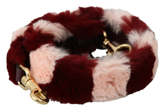 Dolce & Gabbana Pink Red Lapin Fur Accessoire Schultergurt