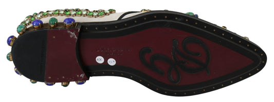 Dolce & Gabbana – Weiße Broque-Schuhe aus Wildleder mit Kristallen