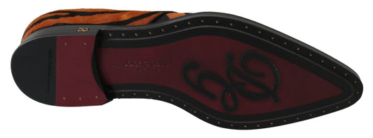 Dolce & Gabbana – Orangefarbene Broque-Schuhe aus Ponyhaar für formelle Anlässe
