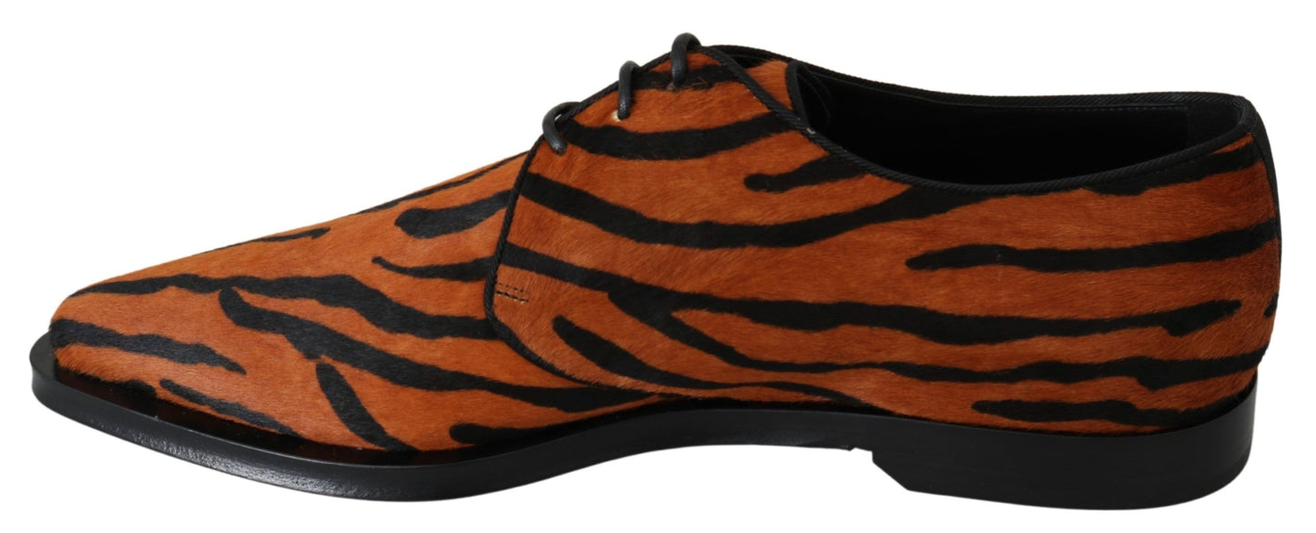 Dolce & Gabbana – Orangefarbene Broque-Schuhe aus Ponyhaar für formelle Anlässe