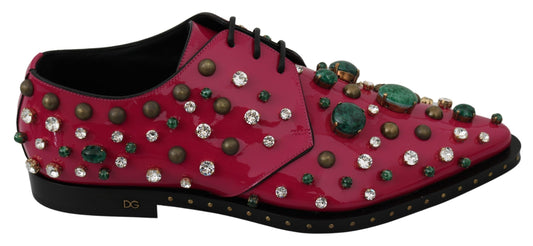 Dolce & Gabbana – Broque-Schuhe aus rosa Leder mit Kristallen