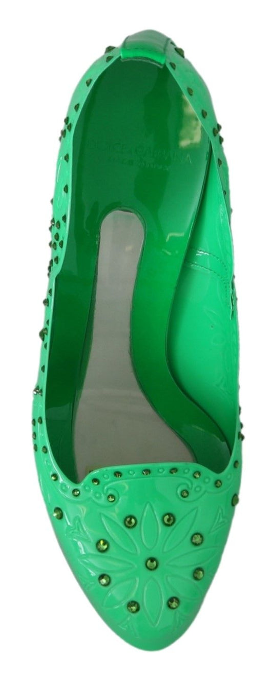 Dolce & Gabbana Grüne Kristallblumen-CINDERELLA-Heels