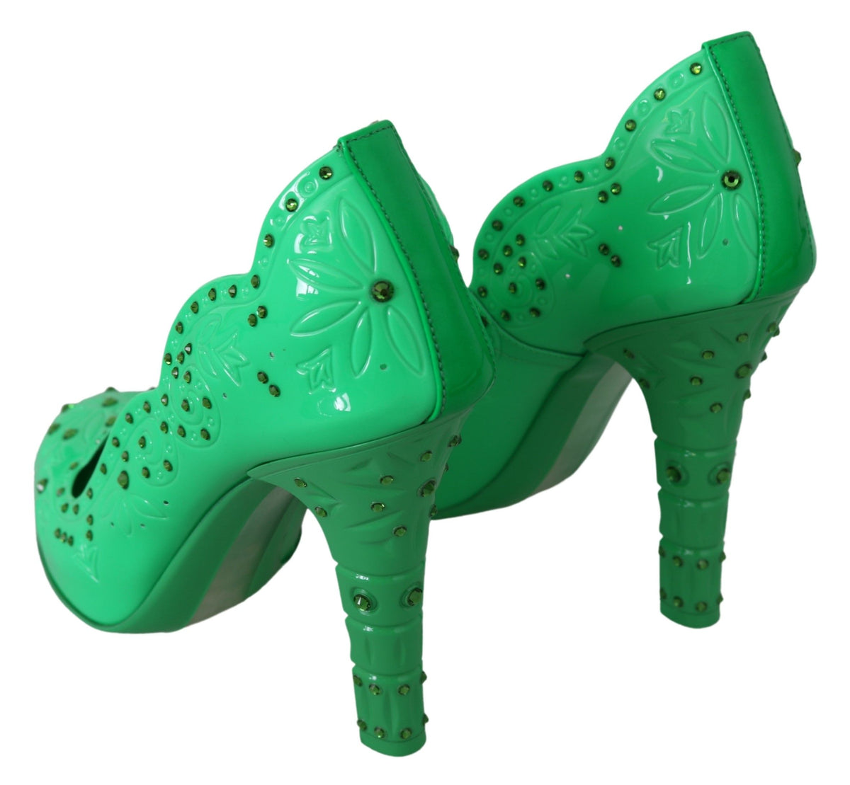 Dolce & Gabbana Grüne Kristall-Blumen-CINDERELLA-Absatzschuhe
