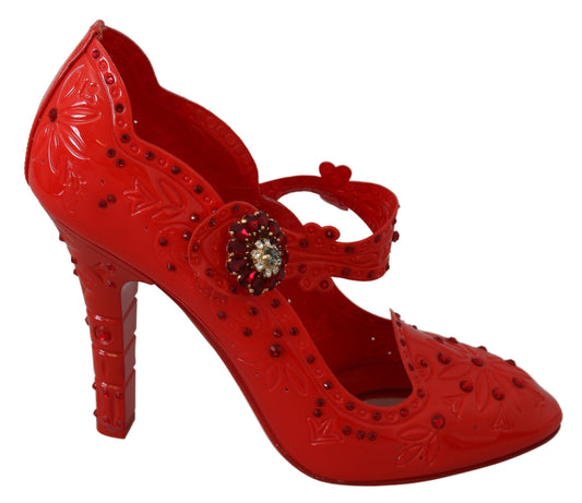 Dolce & Gabbana Rote Blumenkristall-CINDERELLA-Heels
