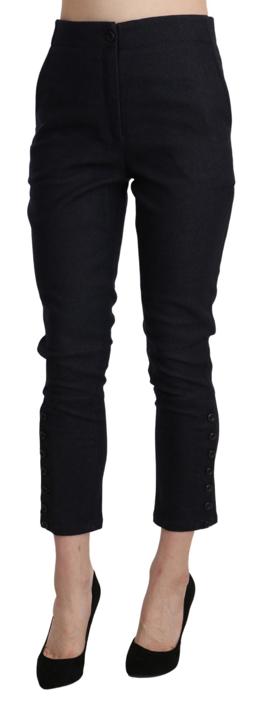 Ermanno Scervino Schwarze Caprihose aus Baumwolle mit hoher Taille