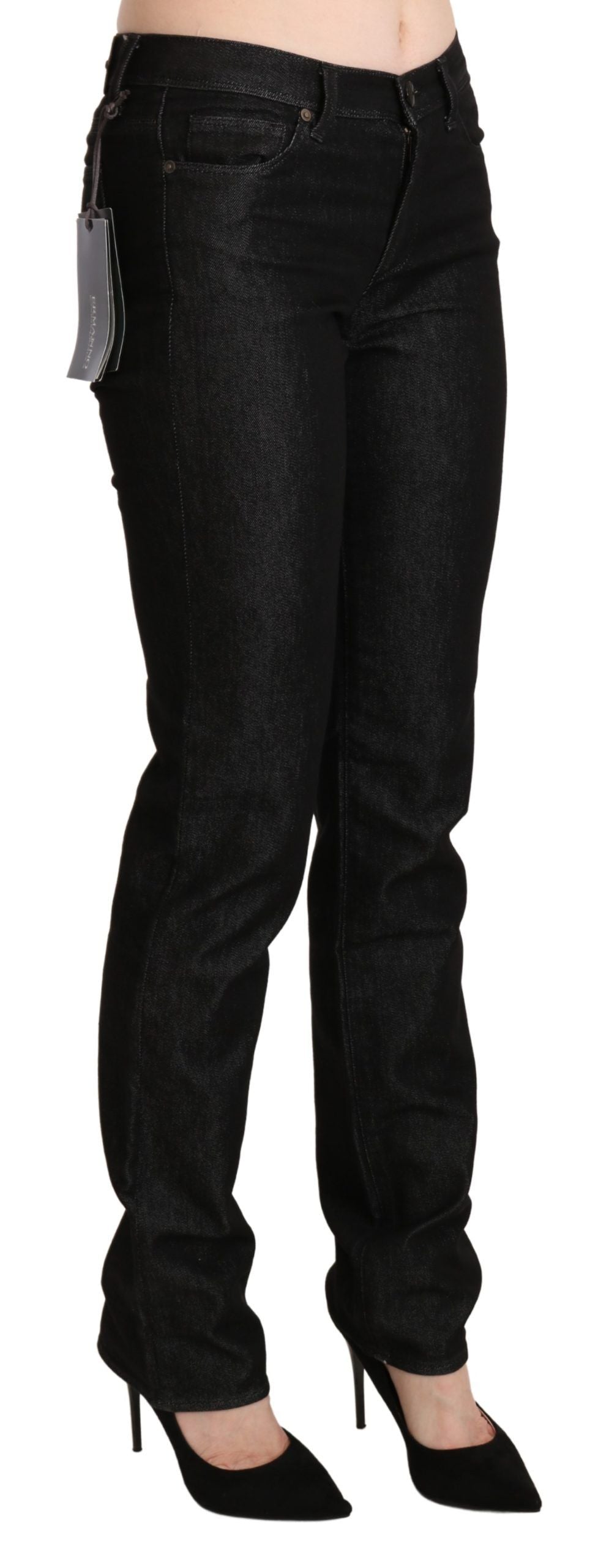 Ermanno Scervino – Schwarze Skinny-Jeanshose mit mittlerer Taille
