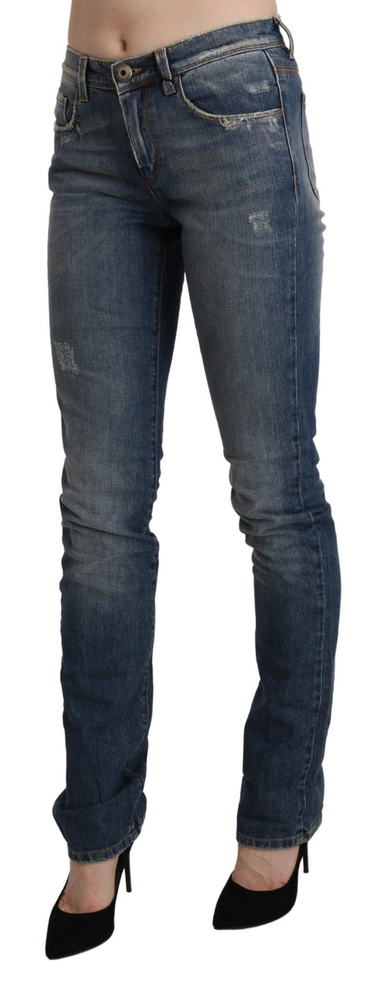Ermanno Scervino – Blau verwaschene Skinny-Jeans mit mittlerer Taille
