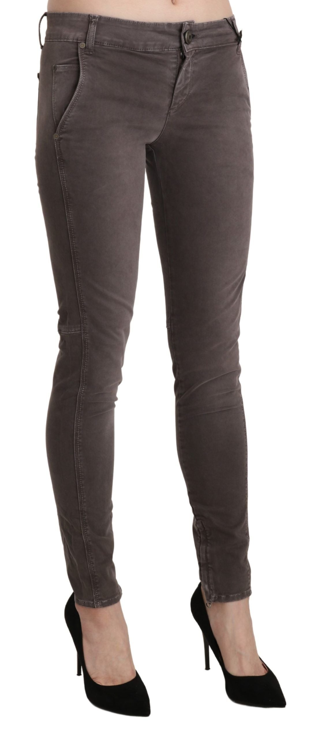 Ermanno Scervino – Jeans aus Baumwolle mit niedriger Taille und schmaler Passform in Braun