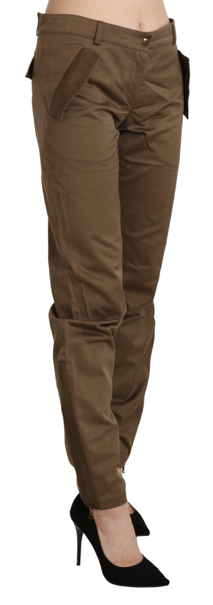 Ermanno Scervino – Braune, gerade Baumwollhose mit mittlerer Taille
