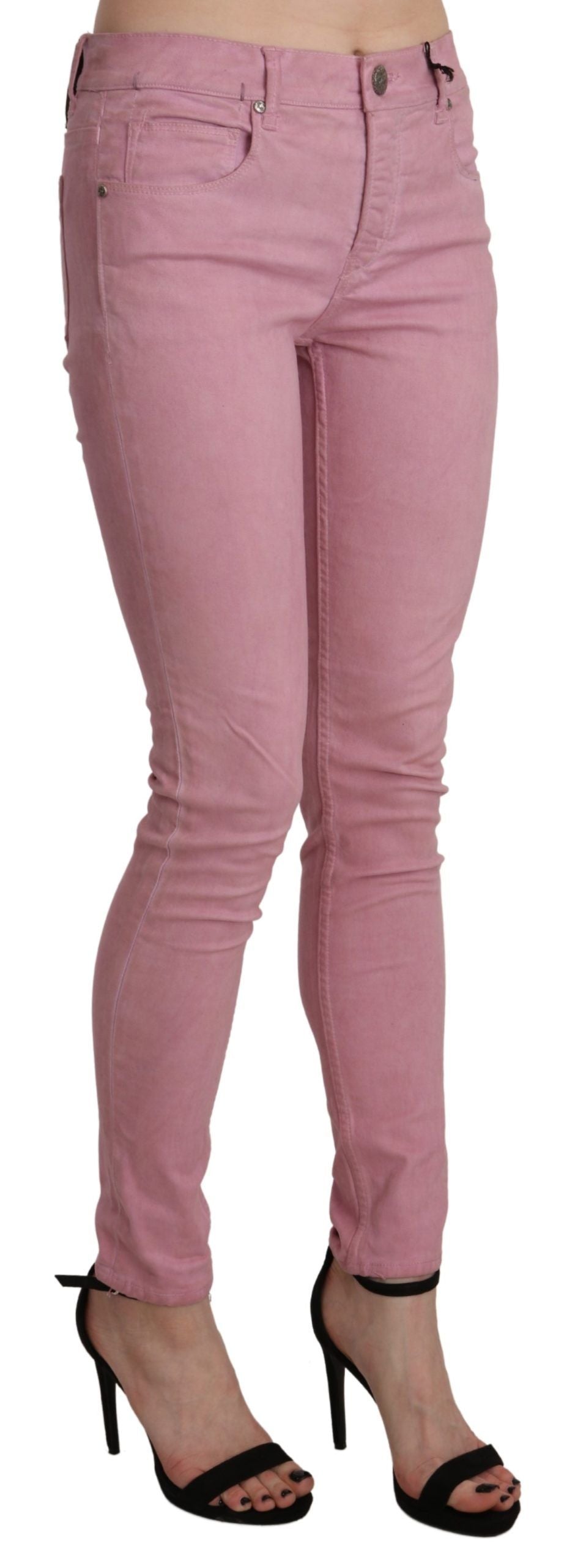Acht Pink Skinny Stretch-Jeanshose mit mittlerer Taille