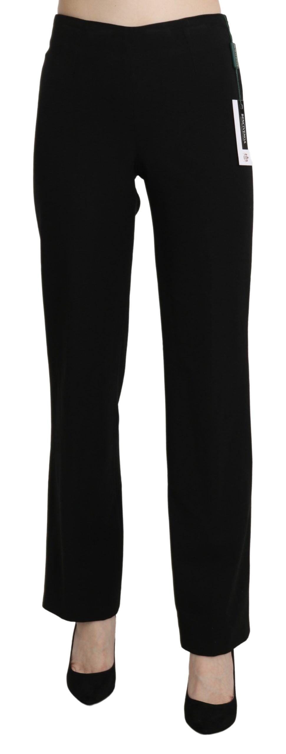BENCIVENGA Schwarze, gerade geschnittene Hose mit hoher Taille und festlichem Schnitt