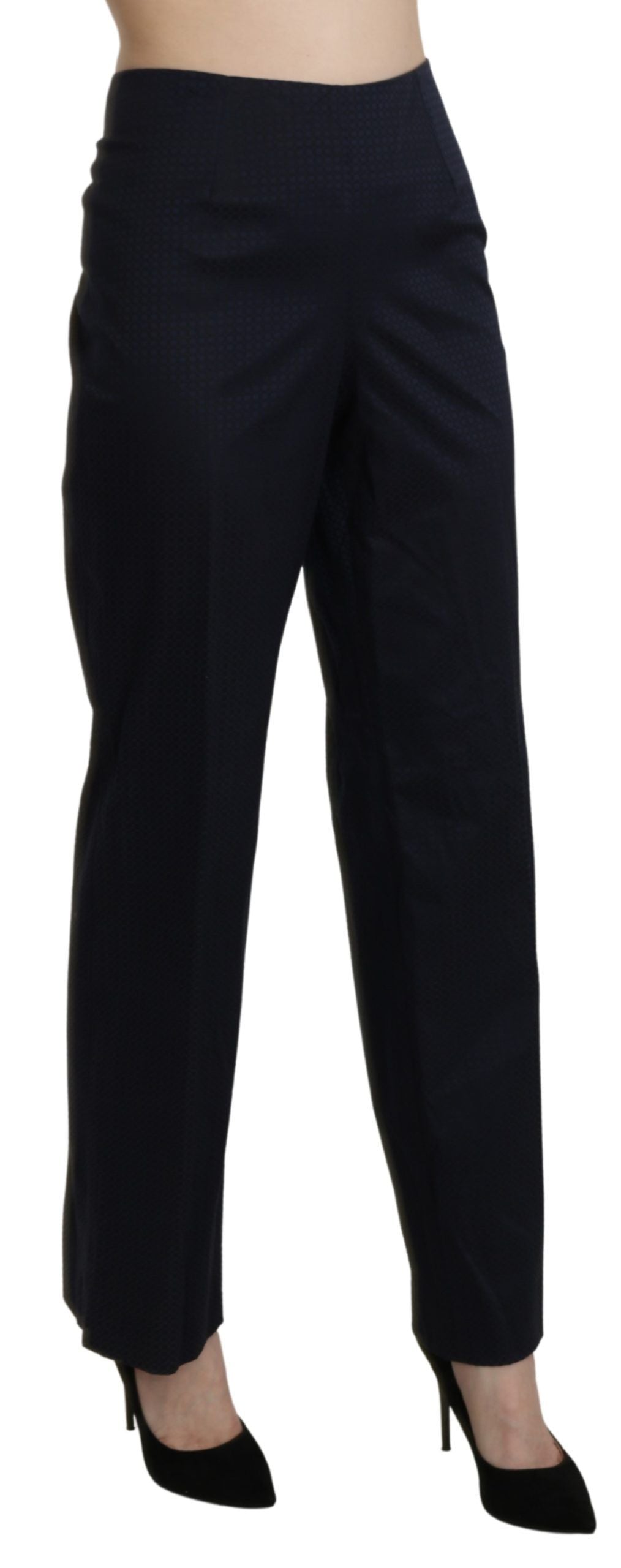 BENCIVENGA Marineblaue gerade Hose mit hoher Taille
