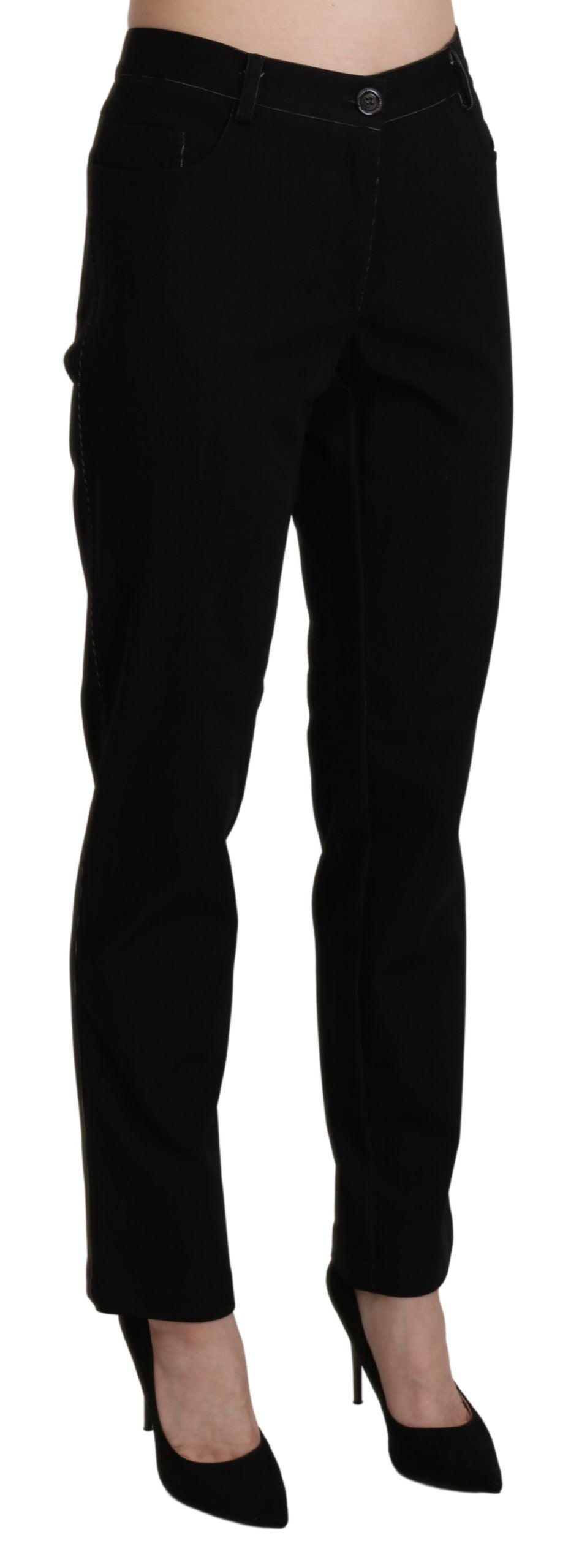 BENCIVENGA Schwarze, gerade geschnittene Freizeithose mit hoher Taille