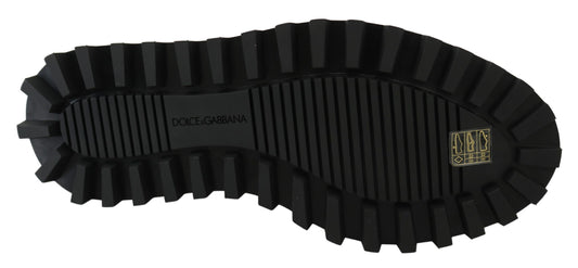 Dolce & Gabbana – Schwarze, gummierte Derby-Vulcano-Schuhe aus Kalbsleder