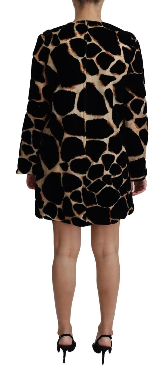 Dolce & Gabbana – Schwarzes Mini-Etuikleid mit Giraffenprint