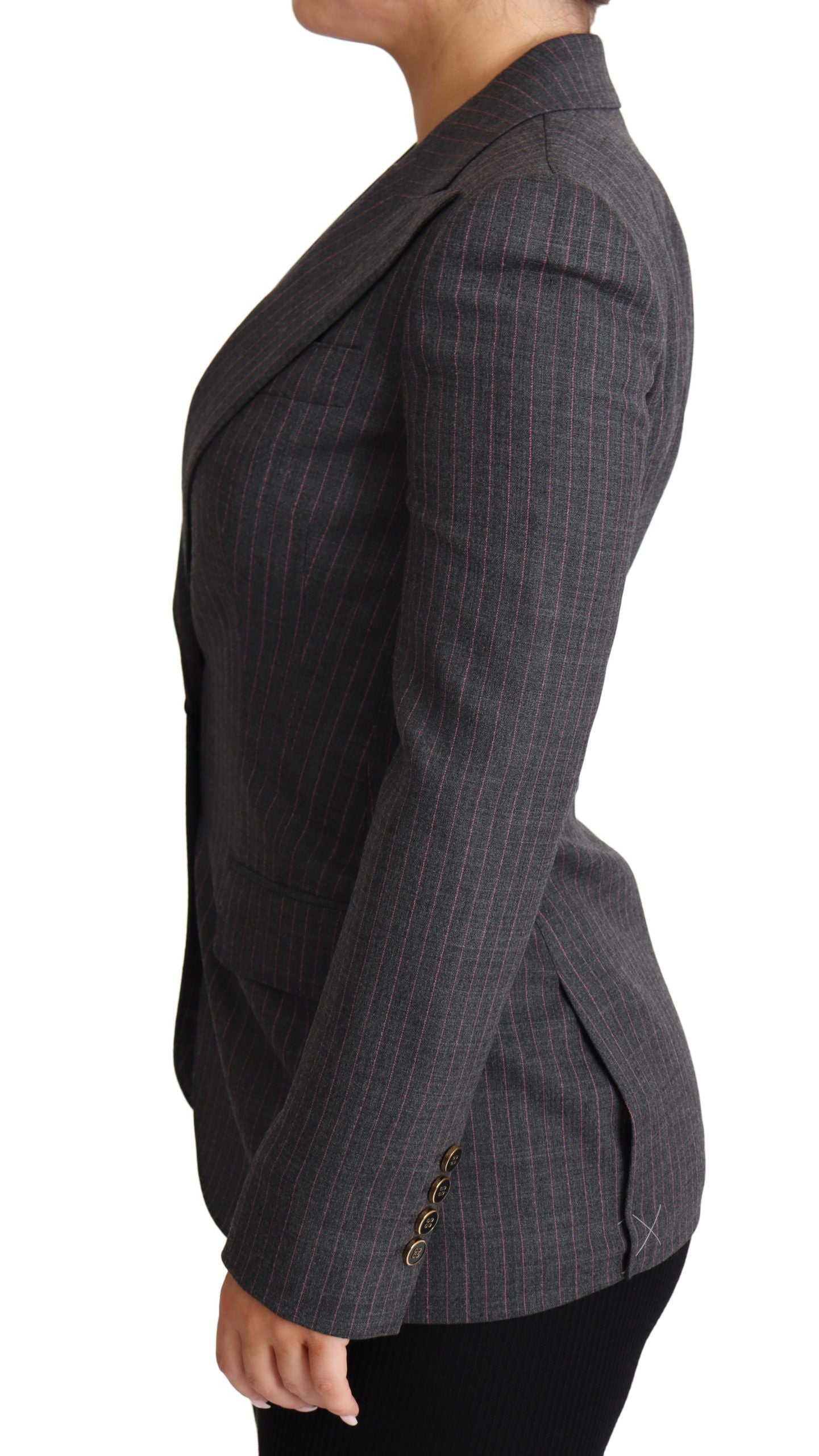 Dolce & Gabbana Graue einreihige taillierte Blazer-Wolljacke