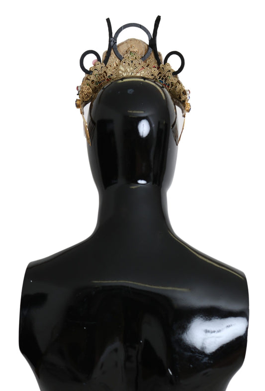 Dolce & Gabbana Gold Messing Blumen Kristalle LED Lichter Krone Tiara Diadem