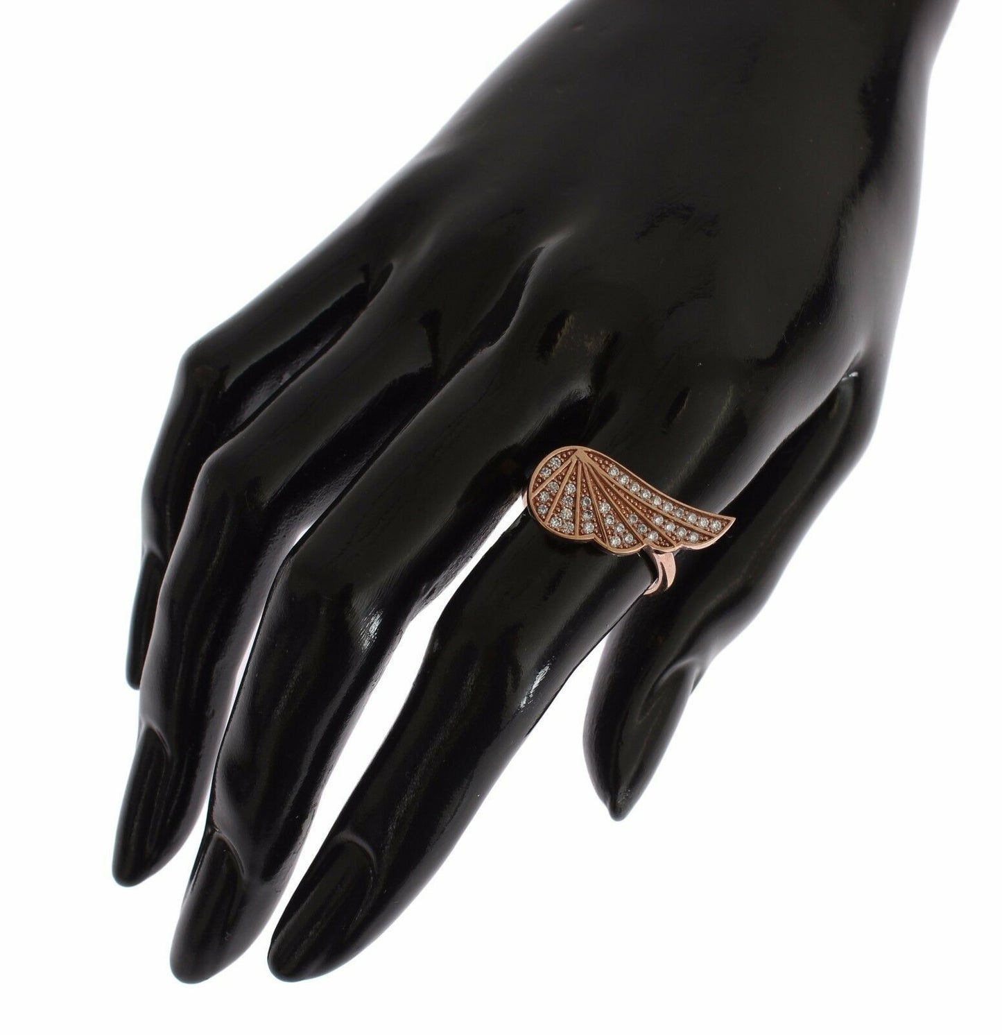 Nialaya Damen-Ring aus Rotgold und 925er Silber mit klaren Zirkoniasteinen