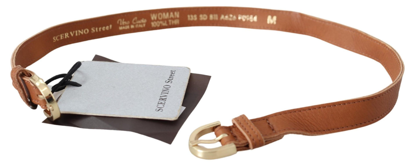 Scervino Street Hellbrauner Ledergürtel mit goldener Doppelschnalle
