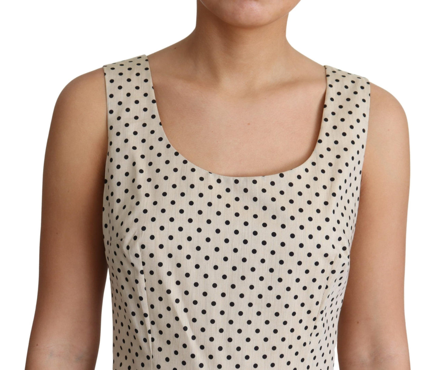 Dolce & Gabbana Beige gepunktetes A-Linien-Kleid aus Baumwolle