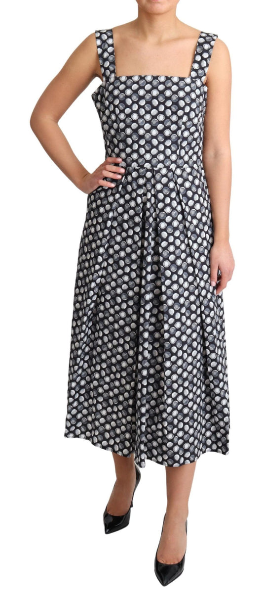 Dolce & Gabbana – Blaues A-Linien-Kleid aus Baumwolle mit geometrischem Muster