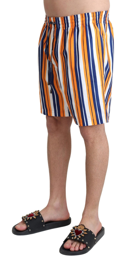 Dolce & Gabbana – Mehrfarbig gestreifte Beachwear-Badeshorts