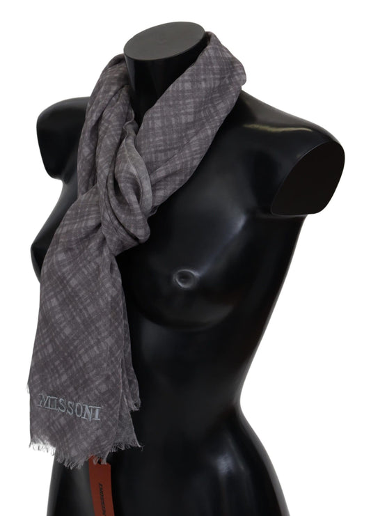 Missoni Grau karierter Unisex-Halswickelschal aus Wolle