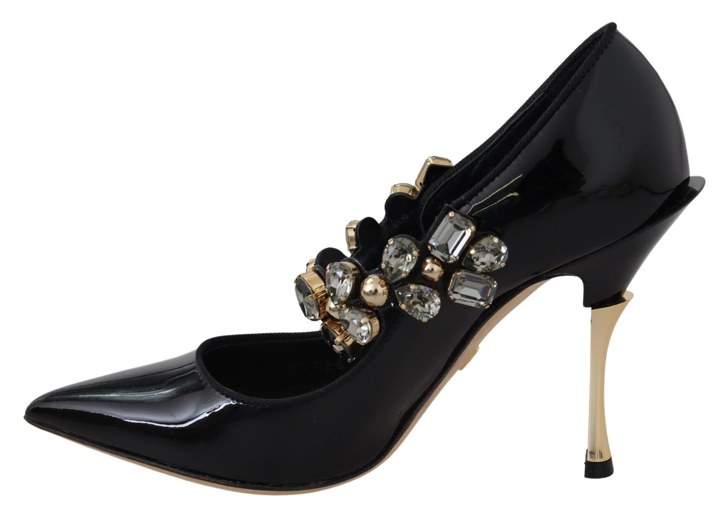 Dolce & Gabbana – Mary-Jane-Pumps aus schwarzem Leder mit Kristallen