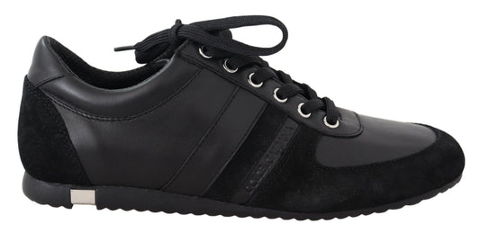 Dolce & Gabbana – Schwarze, lässige Sneakers aus Leder mit Logo