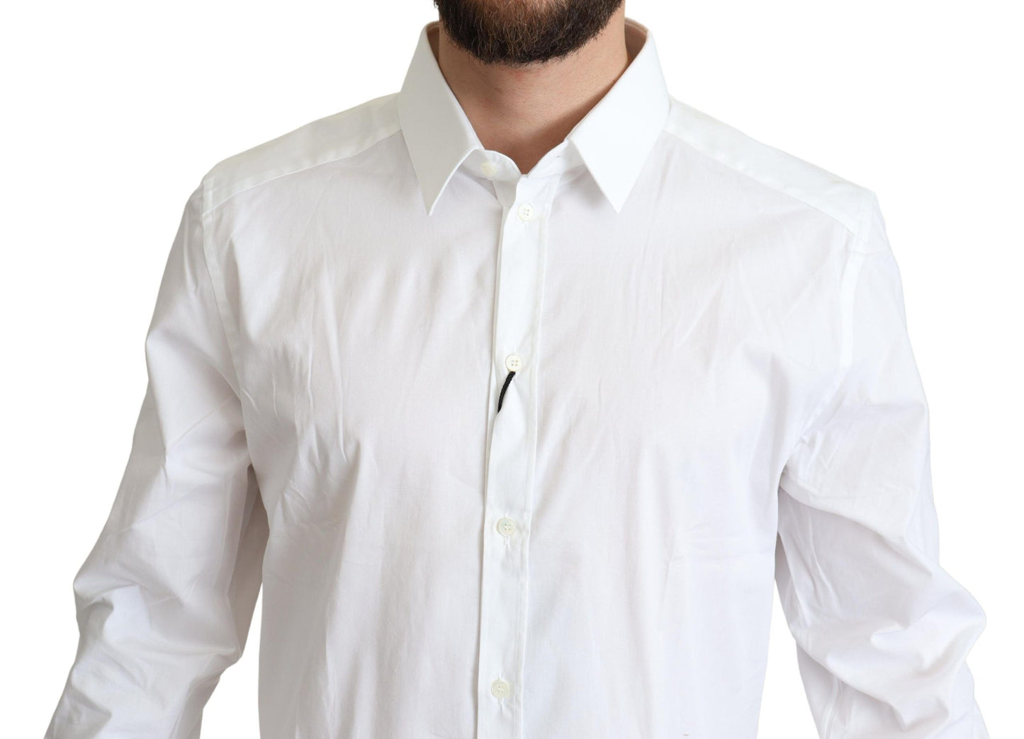 Dolce & Gabbana Weißes Baumwoll-Stretch-Herrenhemd