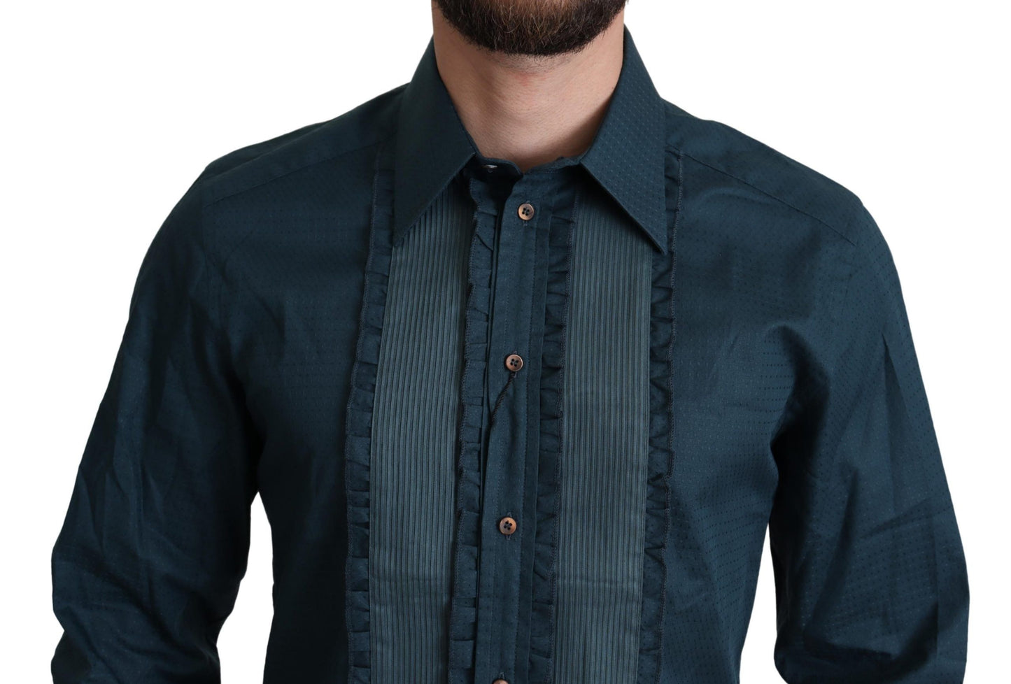Dolce & Gabbana – Blaues, formelles Baumwollhemd mit Knopfleiste