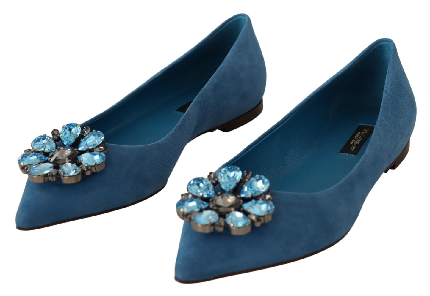 Dolce & Gabbana Blaue Wildleder-Loafer mit Kristallen