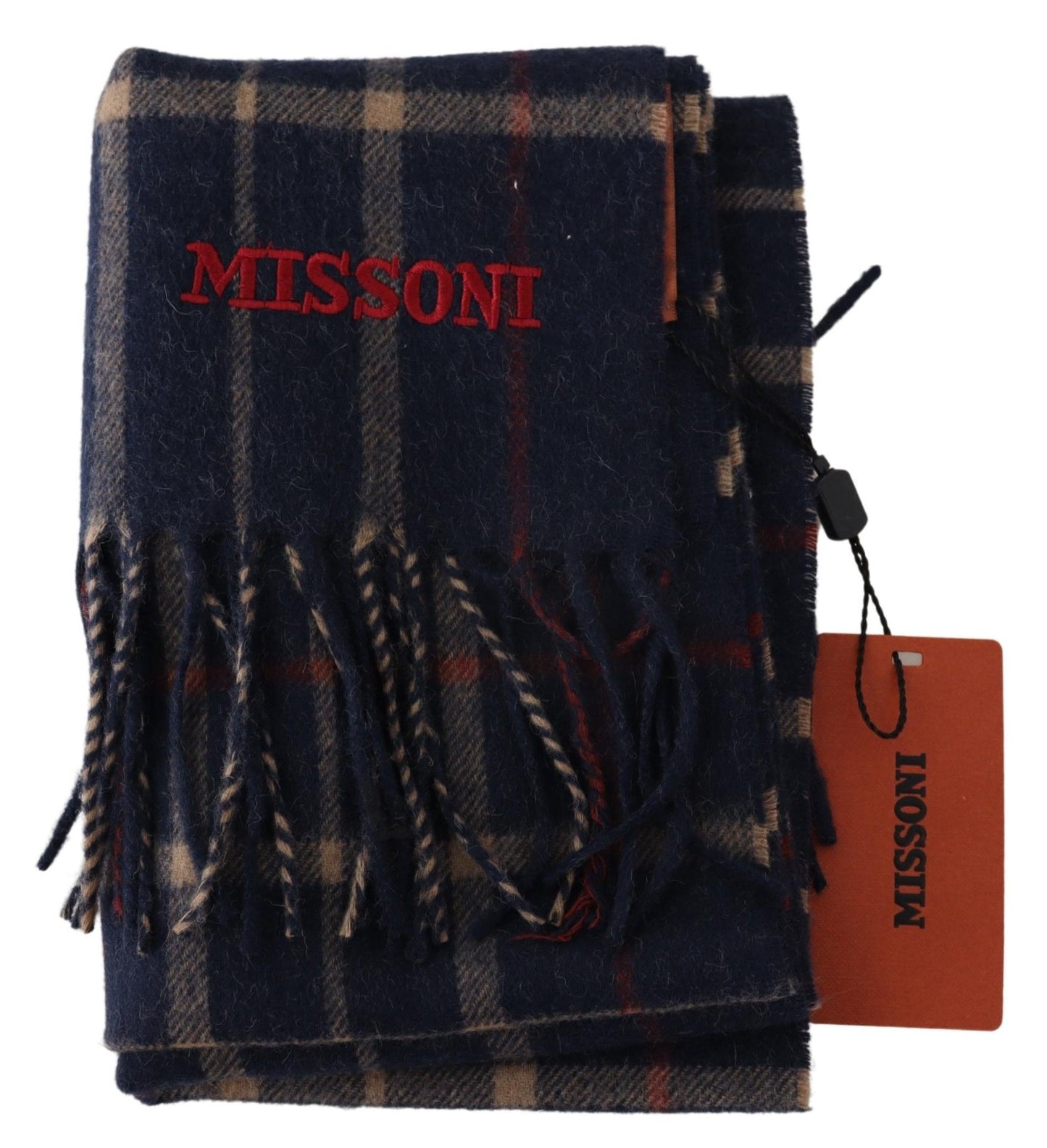 Missoni – Schwarz karierter Unisex-Halswickelschal mit Fransen