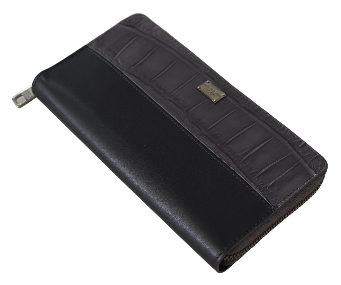 Dolce & Gabbana – Schwarze Continental-Clutch aus Leder mit Rundum-Reißverschluss