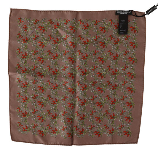 Dolce & Gabbana – Seidentaschentuch mit braunem Karotten-Print