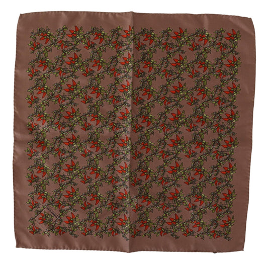 Dolce & Gabbana – Seidentaschentuch mit braunem Karotten-Print