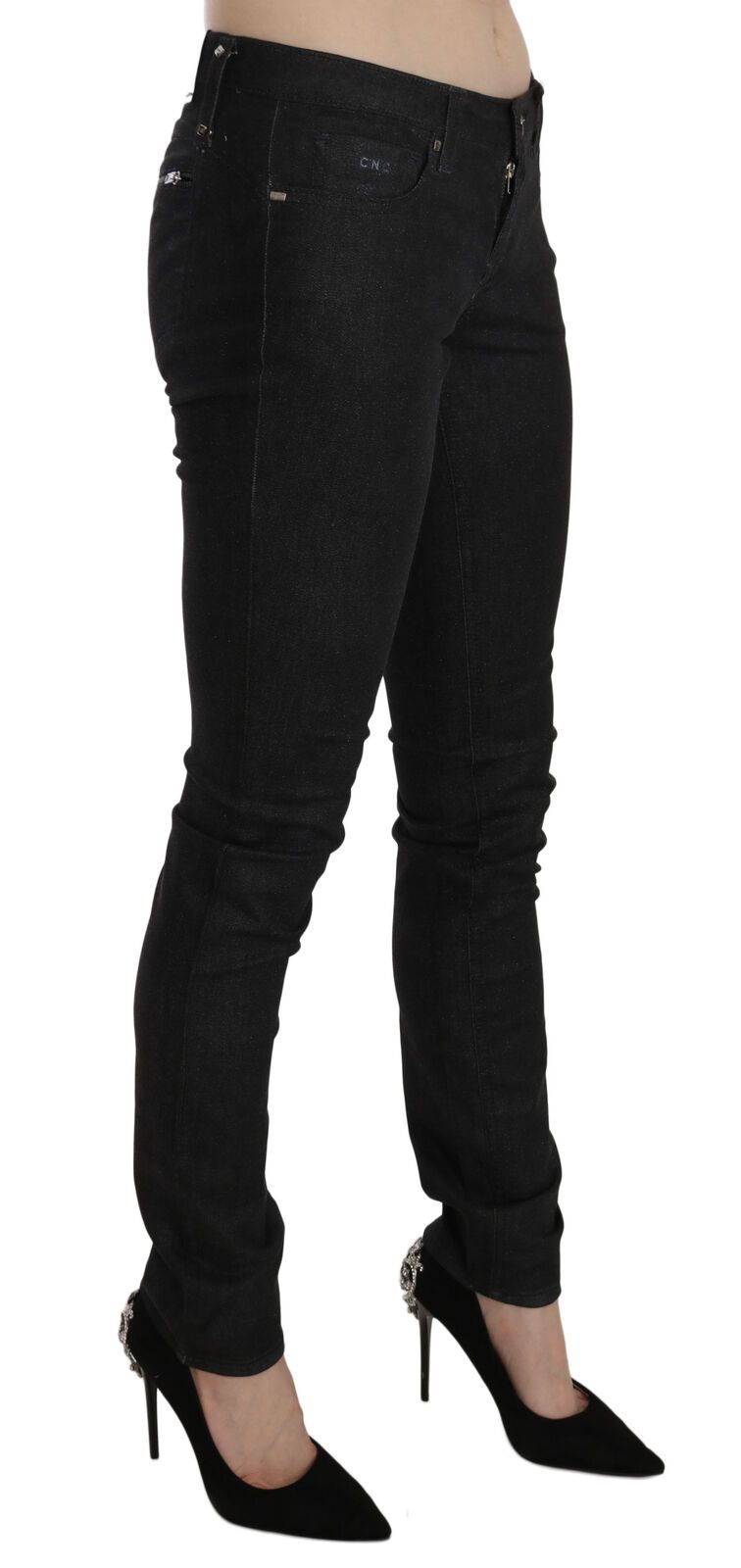 Costume National – Schwarze, enganliegende, lässige Jeans aus Denim mit niedriger Taille