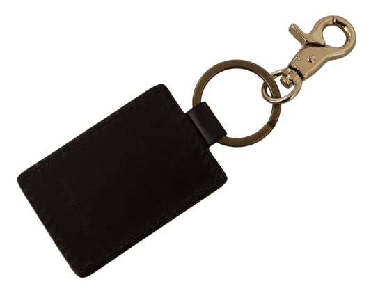 Dolce & Gabbana Schlüsselanhänger mit Metallring und Logo aus braunem Leder