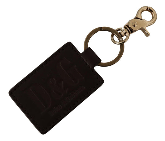 Dolce & Gabbana Schlüsselanhänger mit Metallring und Logo aus braunem Leder