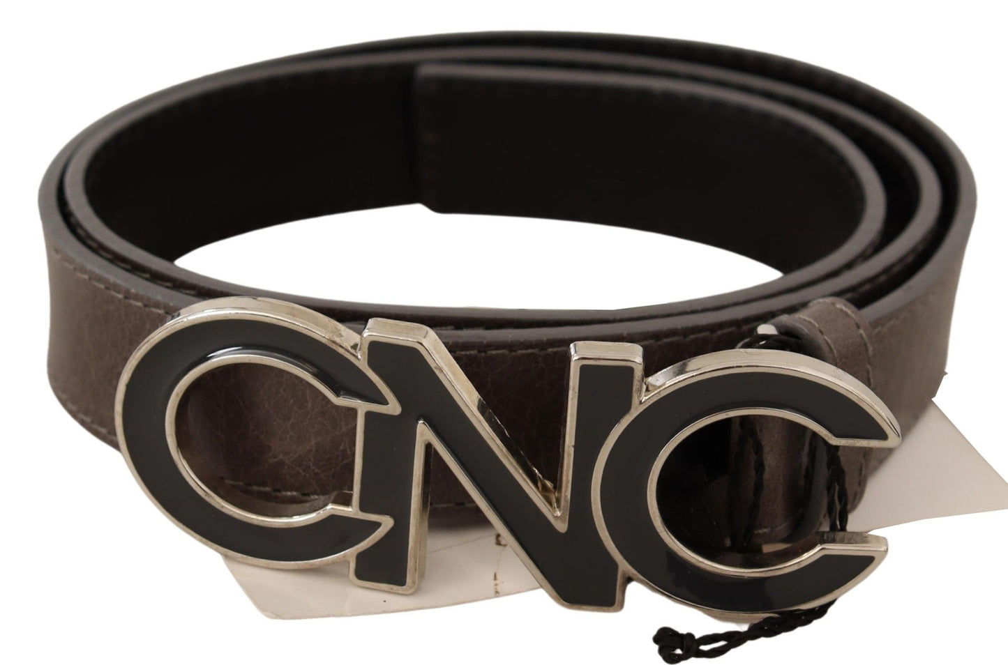 Costume National – Brauner Gürtel mit Buchstaben-Logo-Schnalle