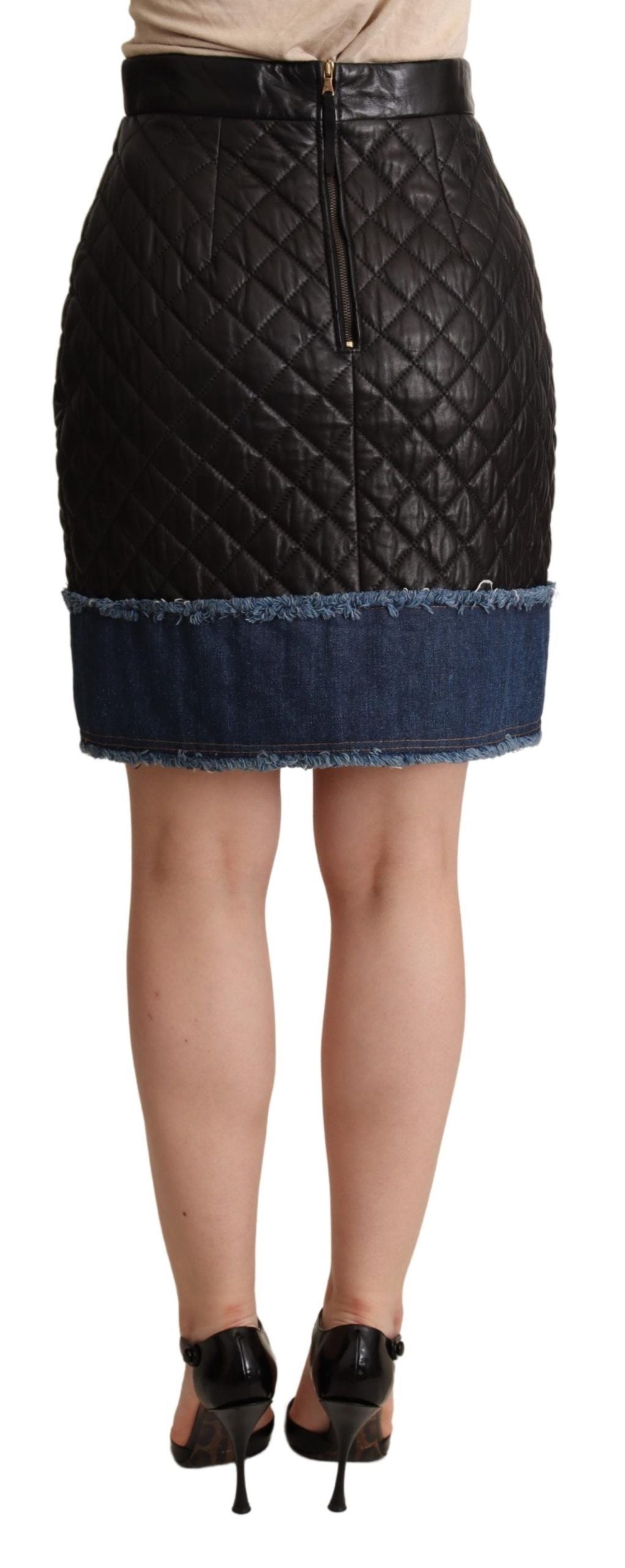 Dolce & Gabbana – Schwarze gesteppte Miniröcke aus Leder