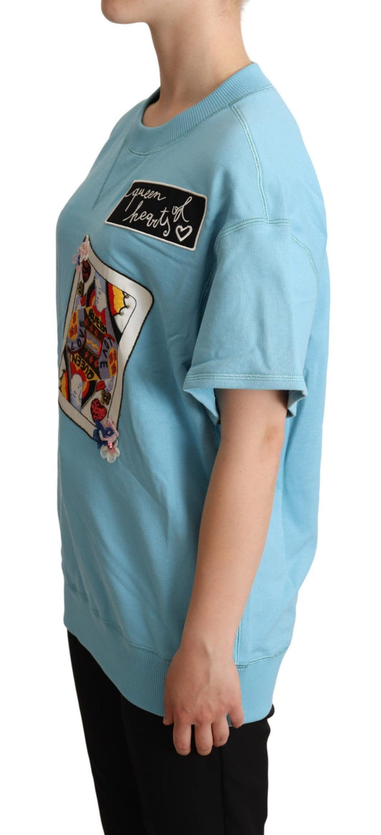 Dolce & Gabbana Blaues T-Shirt mit Herzkönigin-Karte