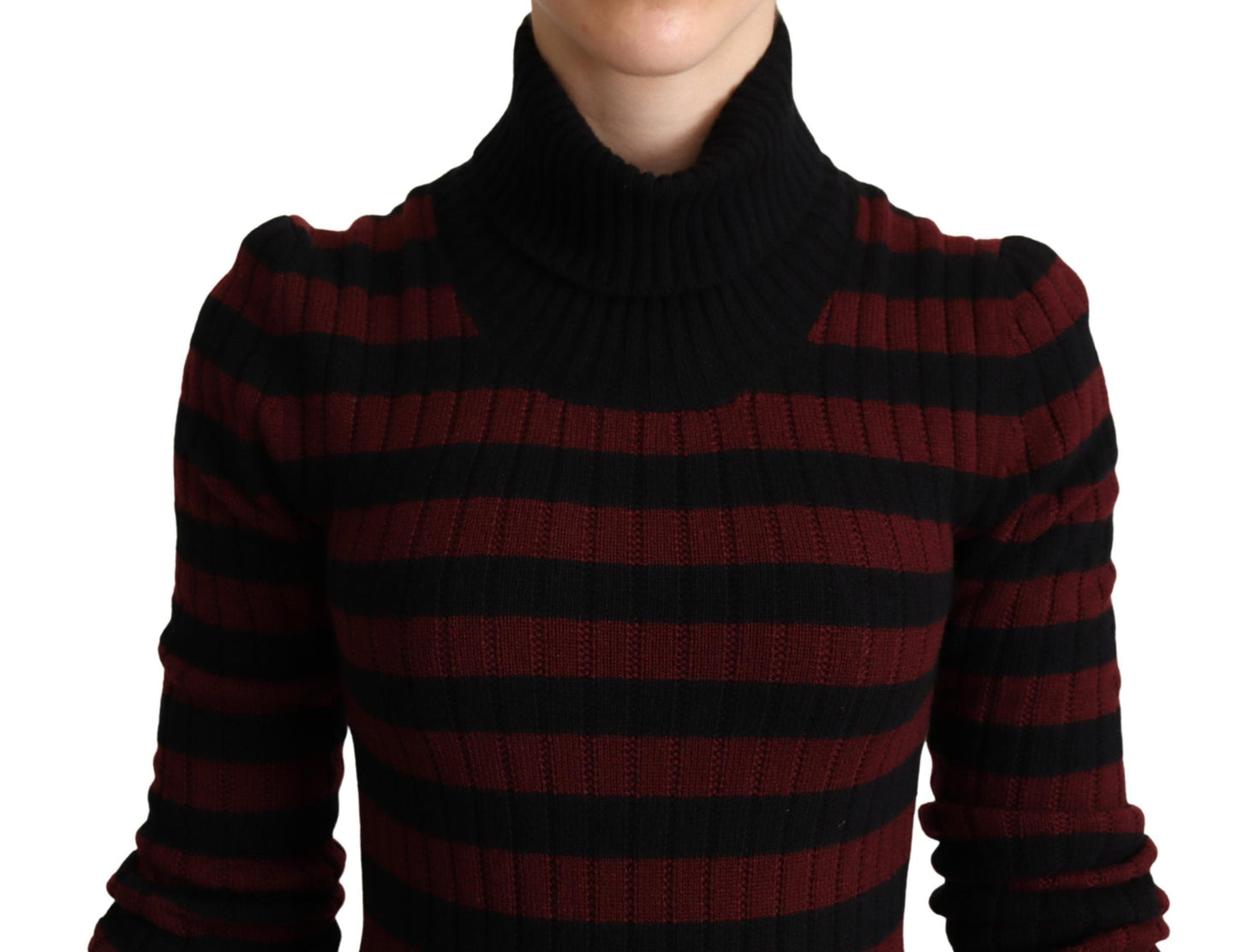 Dolce & Gabbana Schwarz-rot gestreifter Wollpullover
