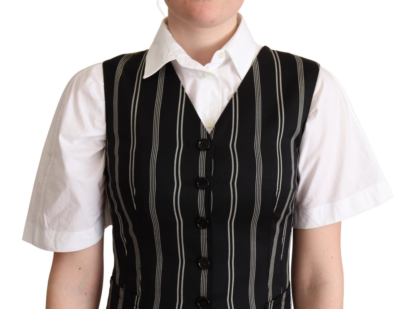 Dolce & Gabbana – Weste mit schwarzem Streifen und Leopardenmuster