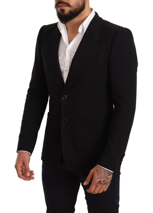 Dolce & Gabbana – Schwarzer Slim Fit-Manteljacken-Blazer aus Baumwolle