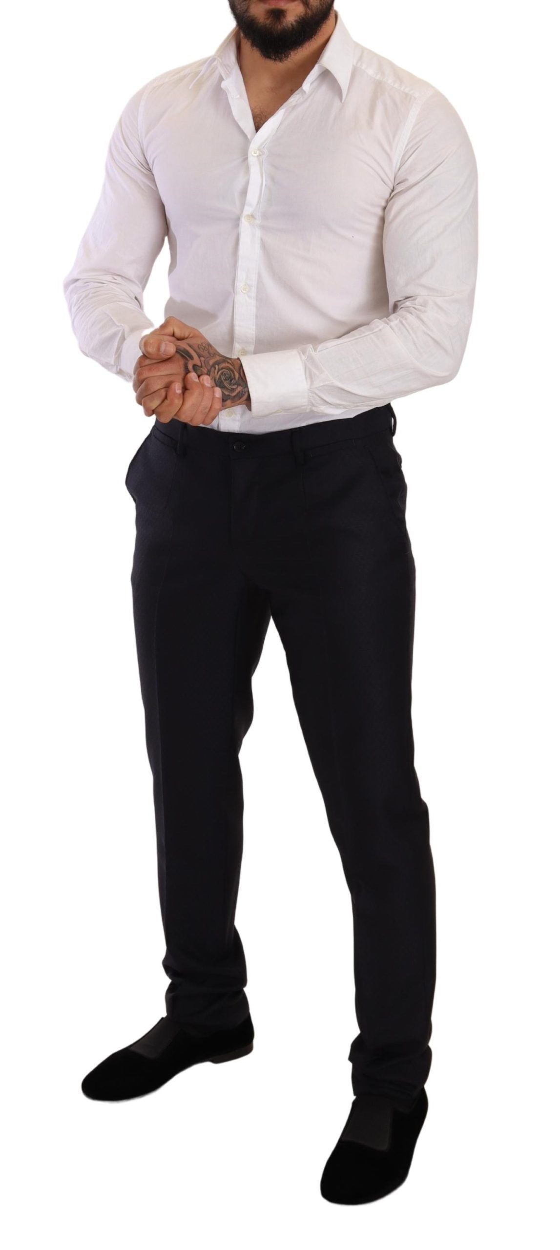 Dolce & Gabbana – Blau gemusterter MARTINI SLIM FIT 2-teiliger Anzug